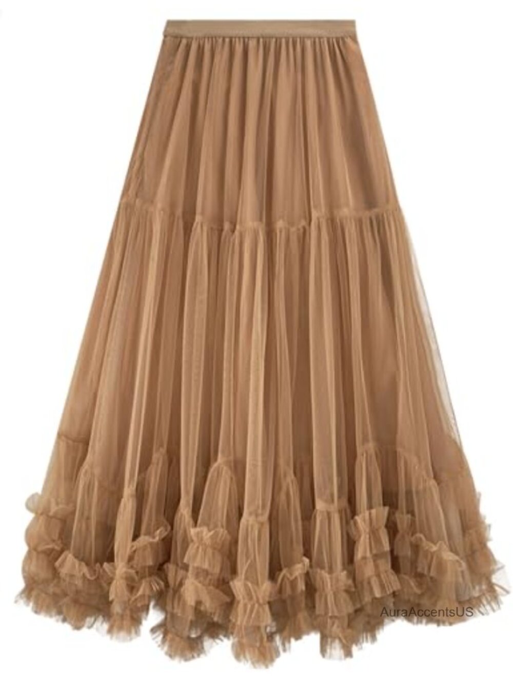 Fairy Maxi Tulle Skirt Layered Mesh Tiered High Waist A-Line Tutu Skirt